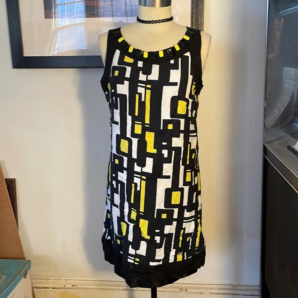 Sherry Taylor Geometric Ramie Rayon Dress M